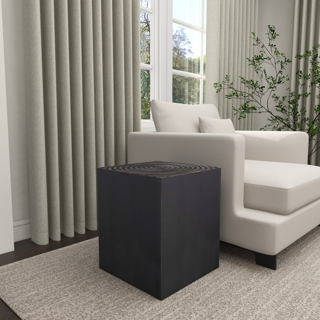 Black Wood Carved Accent Table J412258