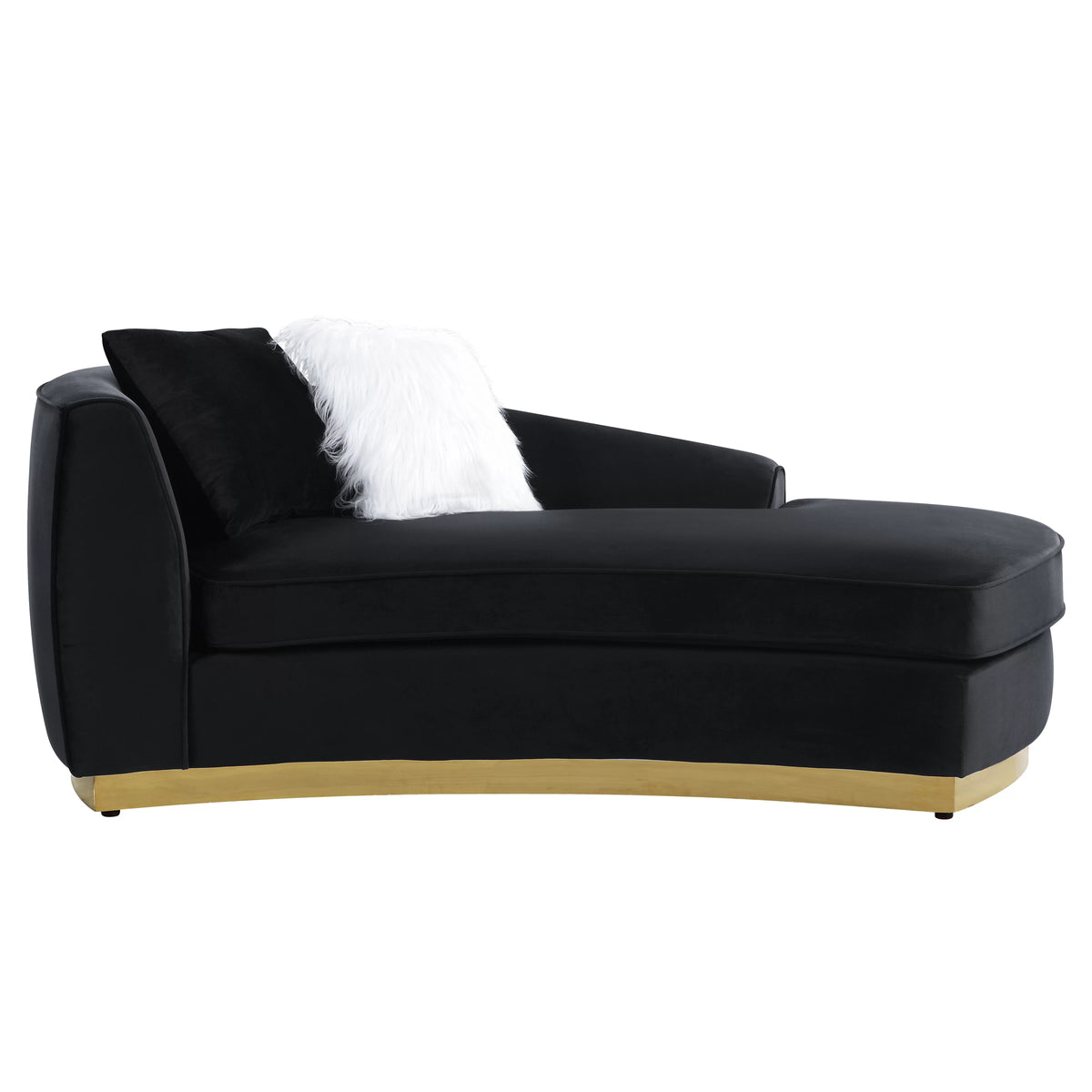 Black Velvet Chaise with 2 Pillows I199