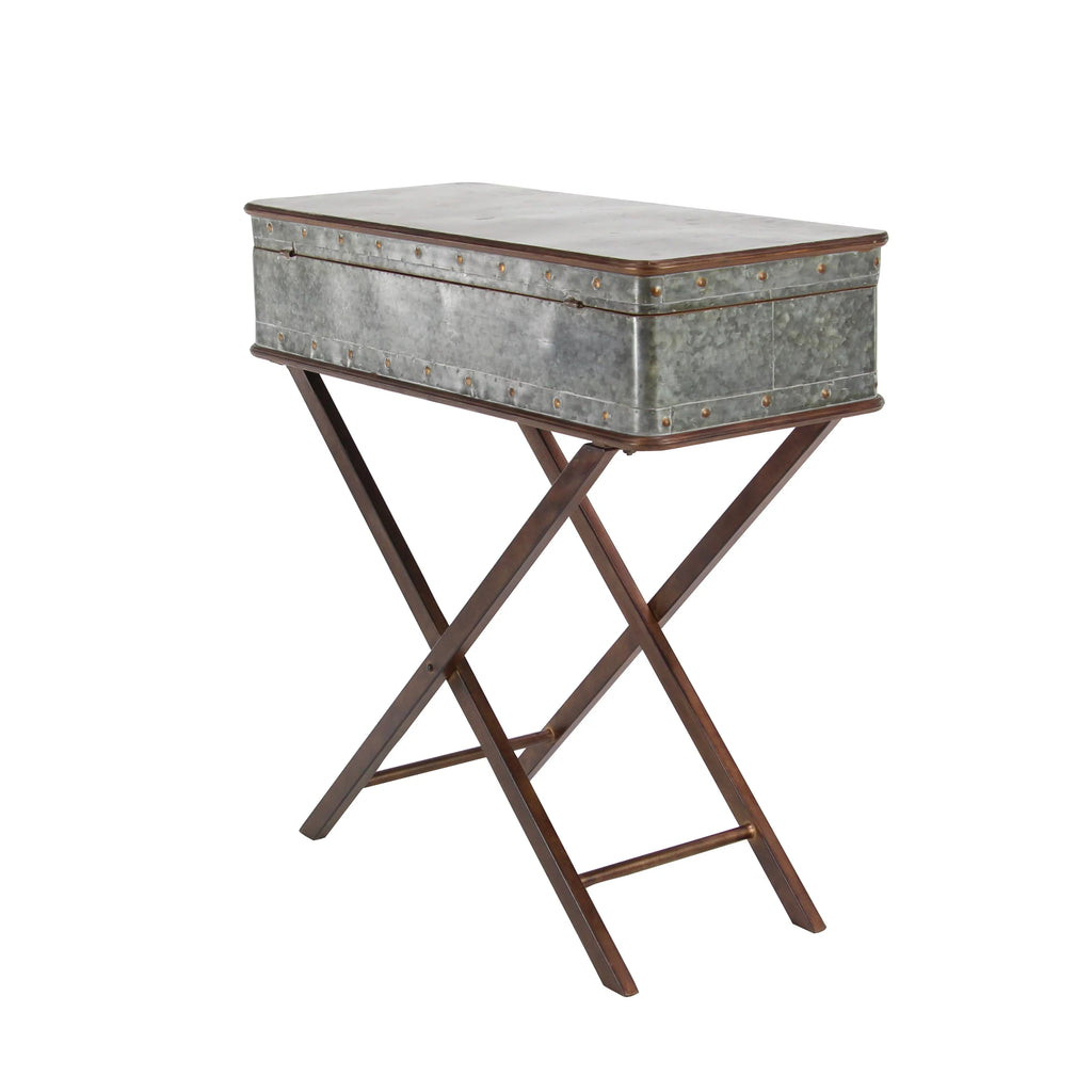 32" x 32" Gray Metal Accent Table V49649