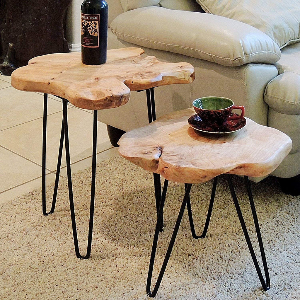 Live Edge Side Table with Hairpin Legs Q3235