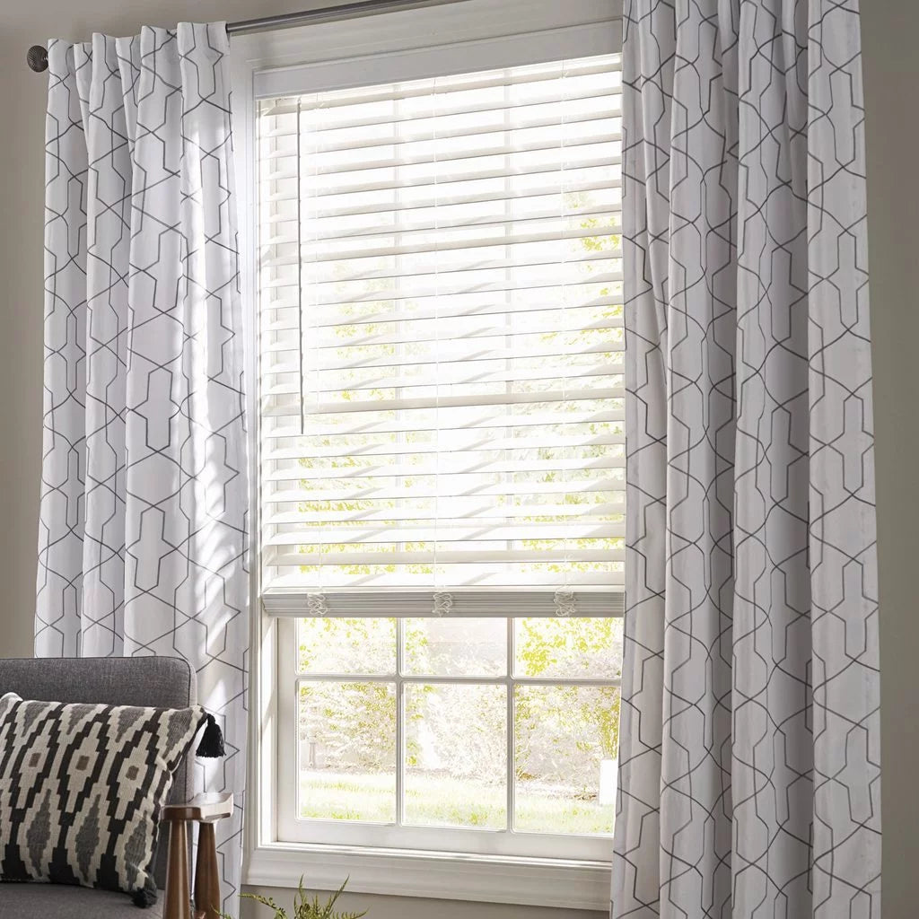 2-inch Cordless Faux Wood Horizontal Window Blinds, White, 34X64 V478