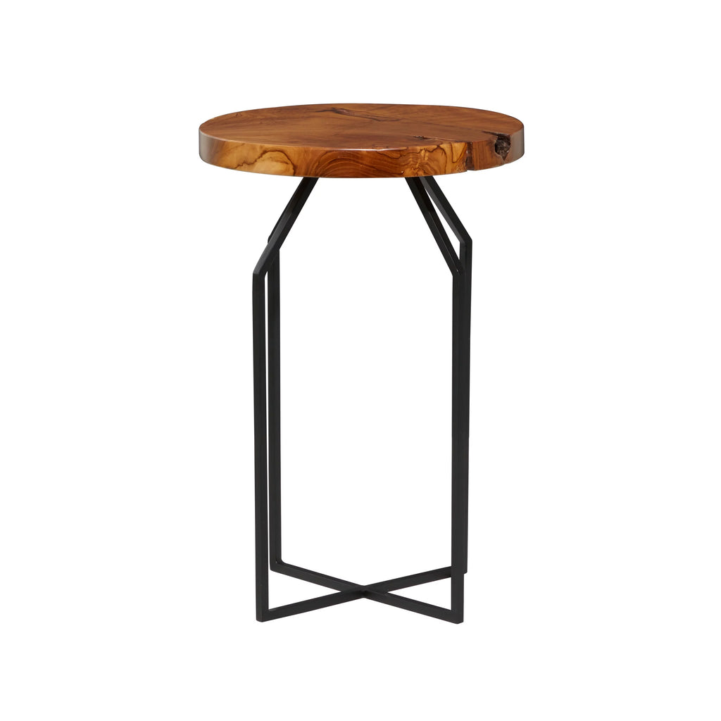 16" x 24" Brown Teak Wood Live Edge Accent Table Z4944