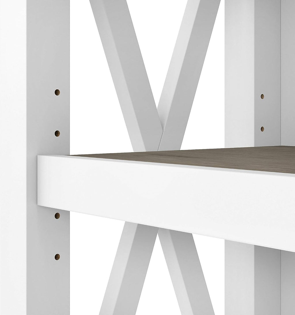 Pure White and Shiplap Gray 5 Shelf Bookcase Set Q57850