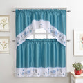 Turquoise 3-Piece Kitchen Curtain Tiers & Swag Set, 58x36 & 28x36 inches Q565