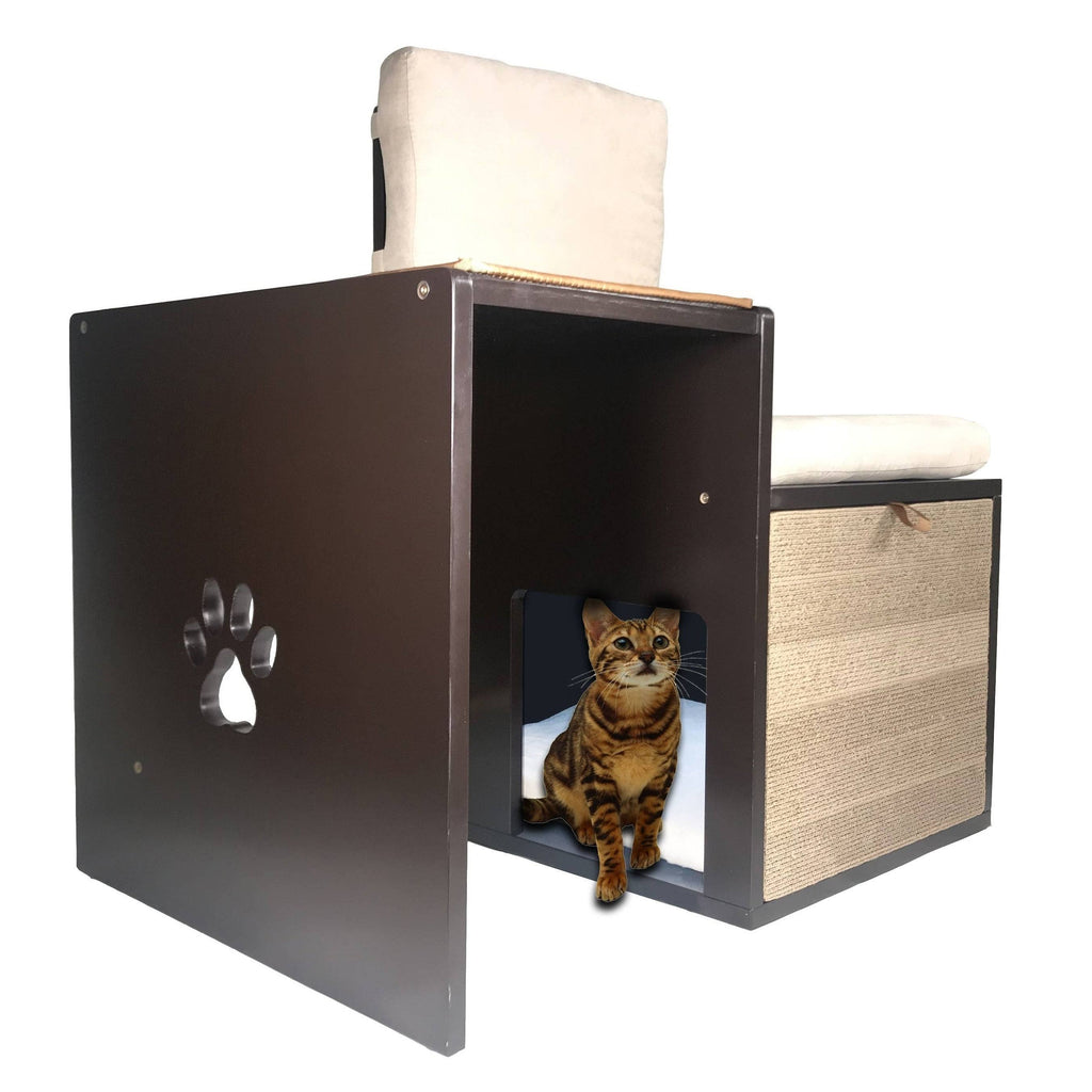 Brown Cat Walk Love Seat with Scratching Posts and Storage A692833