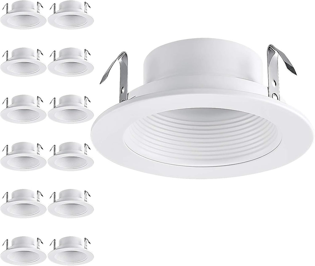 12-Pack 4 Inch Recessed Can Light Trim, Oil Rubbed Bronze Metal Step Baffle Trim F88346