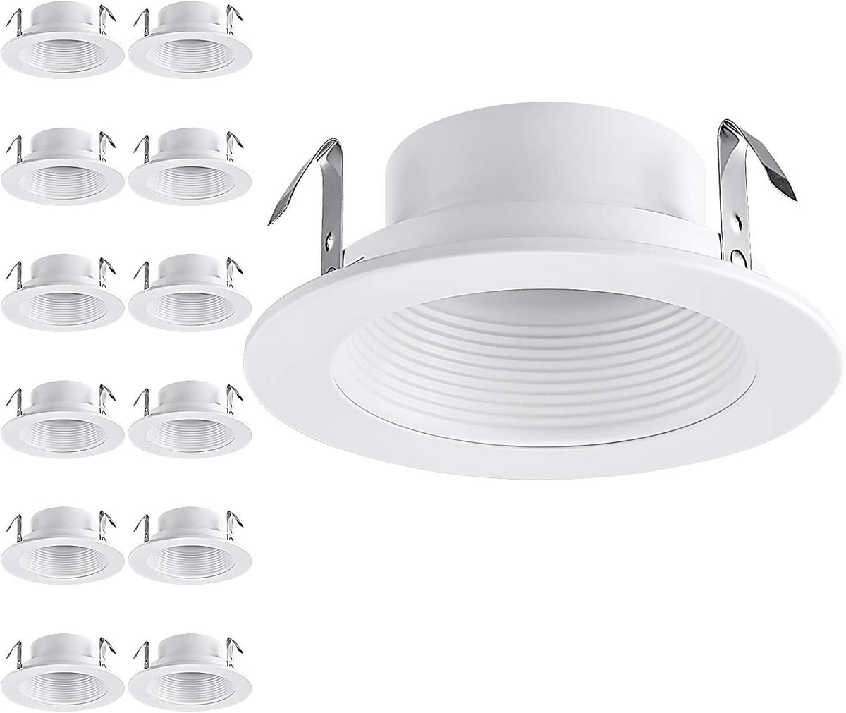 12-Pack 4 Inch Recessed Can Light Trim, Oil Rubbed Bronze Metal Step Baffle Trim F88346
