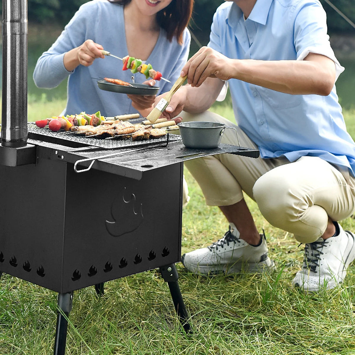 Portable Wood Burning Camp Tent with Chimney D483878