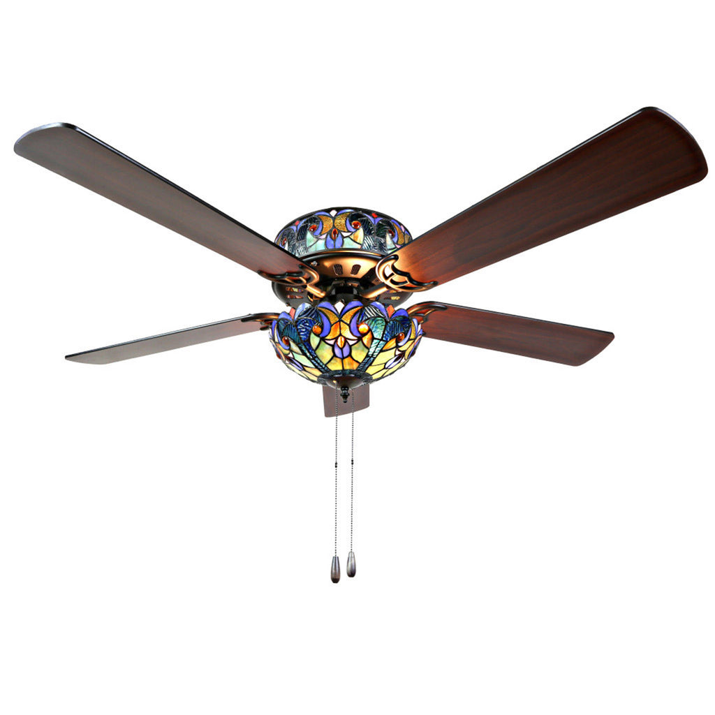 Blue Stained Glass Ceiling Fan Z46797