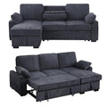 86 Inch Chenille L Shaped Sleeper Sectional Sofa with Storage Chaise Y7417