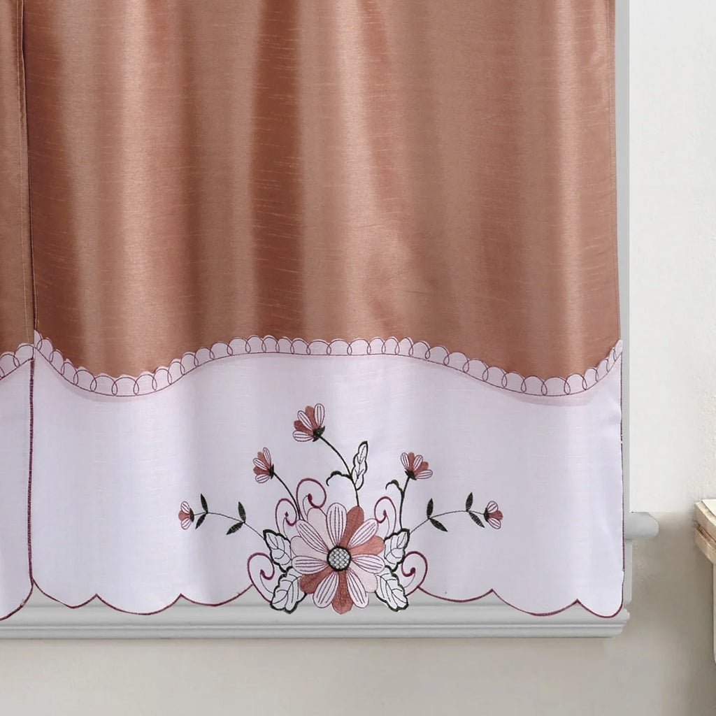 Pink 3-Piece Kitchen Curtain Tiers & Swag Set, 58x36 & 28x36 inches O501