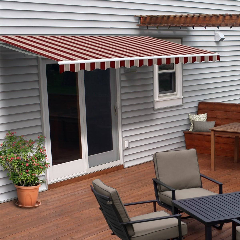 Retractable Motorized Patio Awning, 20 x 10, Multi Stripe Red L99724