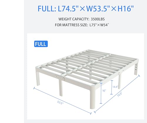 White Queen Size 12 Inch Metal Bed Frame S8157