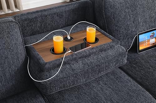 86 Inch Chenille L Shaped Sleeper Sectional Sofa with Storage Chaise Y7417