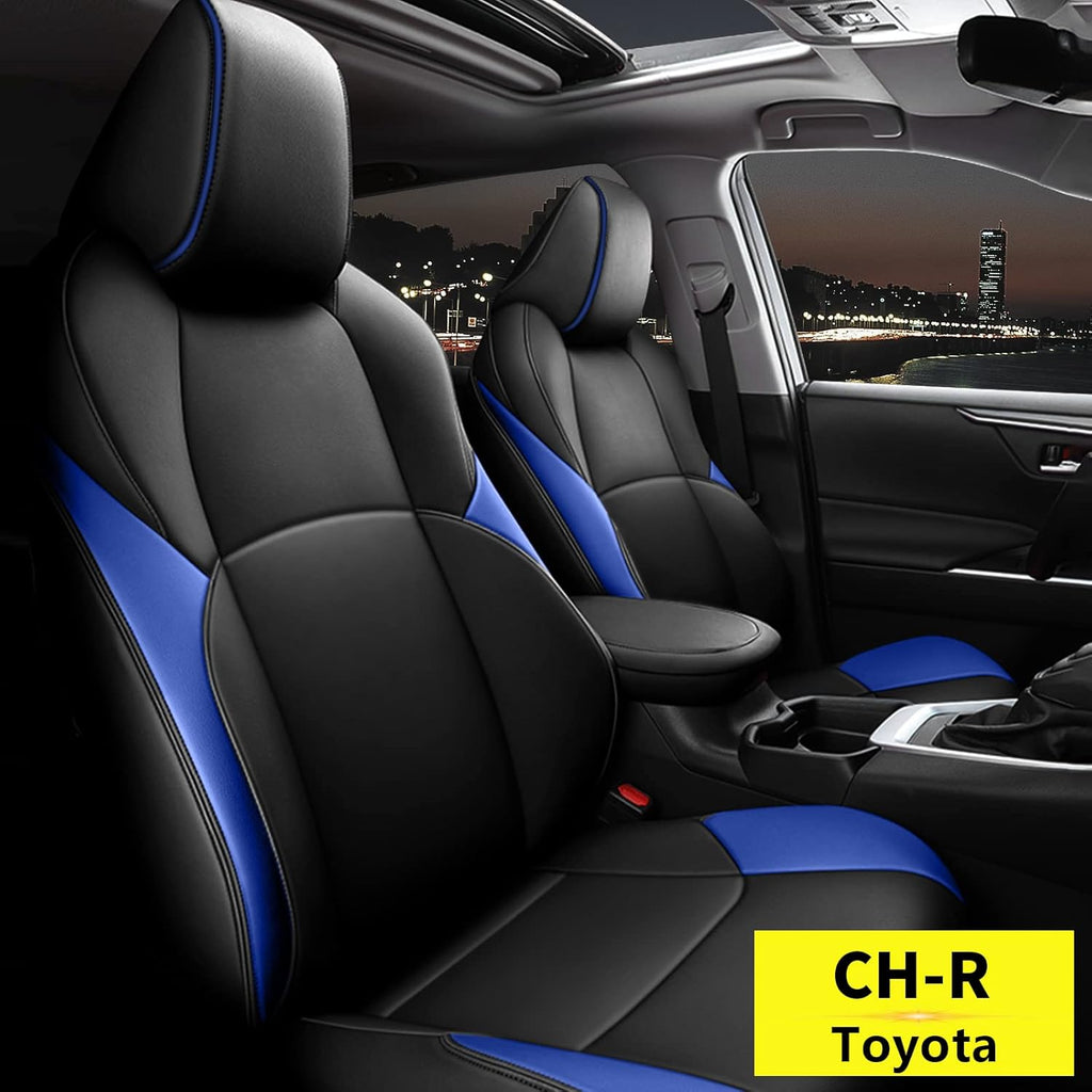Black & Red Leatherette Car Seat Covers for Toyota C-HR A6110