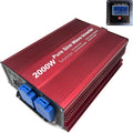 2000W Pure Sine Wave Inverter 12V to 120V AC with 2 AC Outlets, DC5V 2 Amp USB Output, LCD Wire Remote Kit and OFC Battery Cables M5196