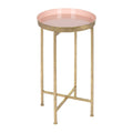 Round Metal Foldable Tray Accent Table Pink and Gold D990