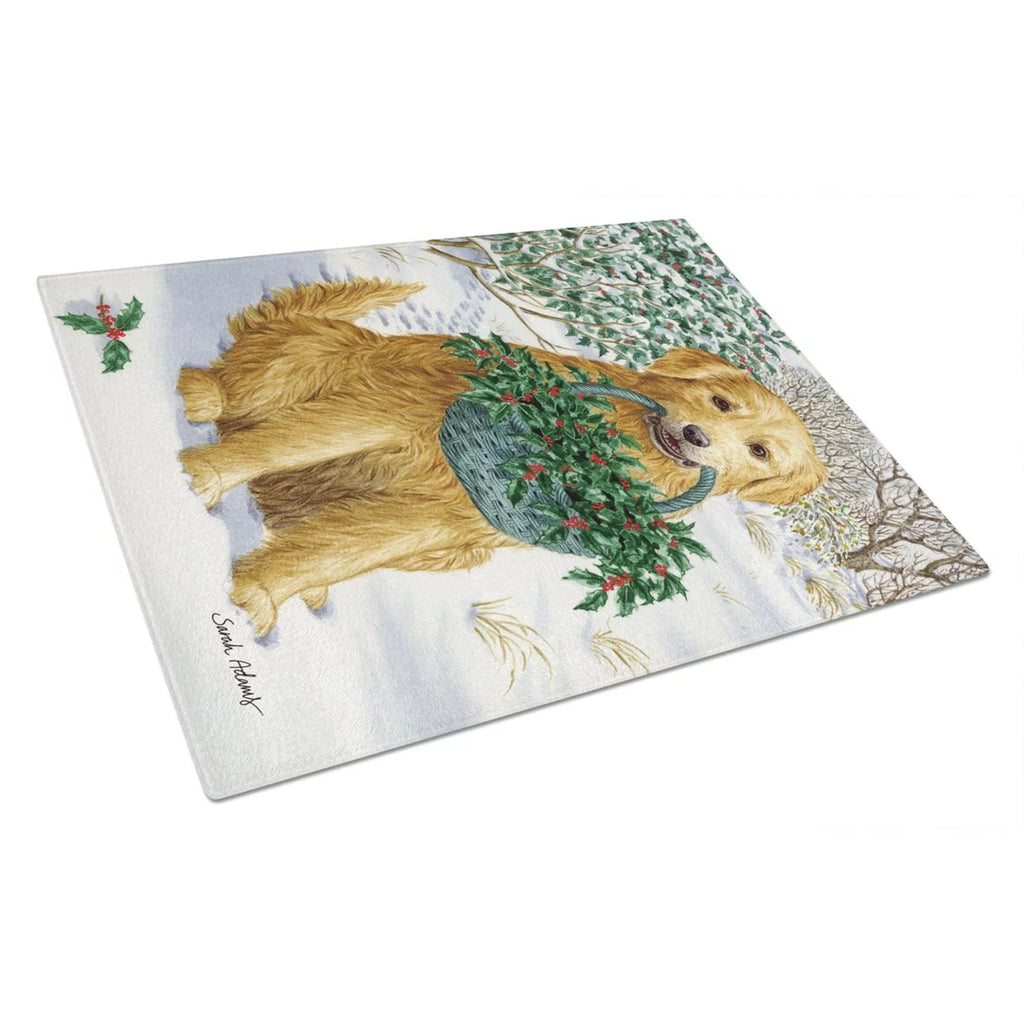 Yellow Labrador and Holly Glass Cutting Board M928