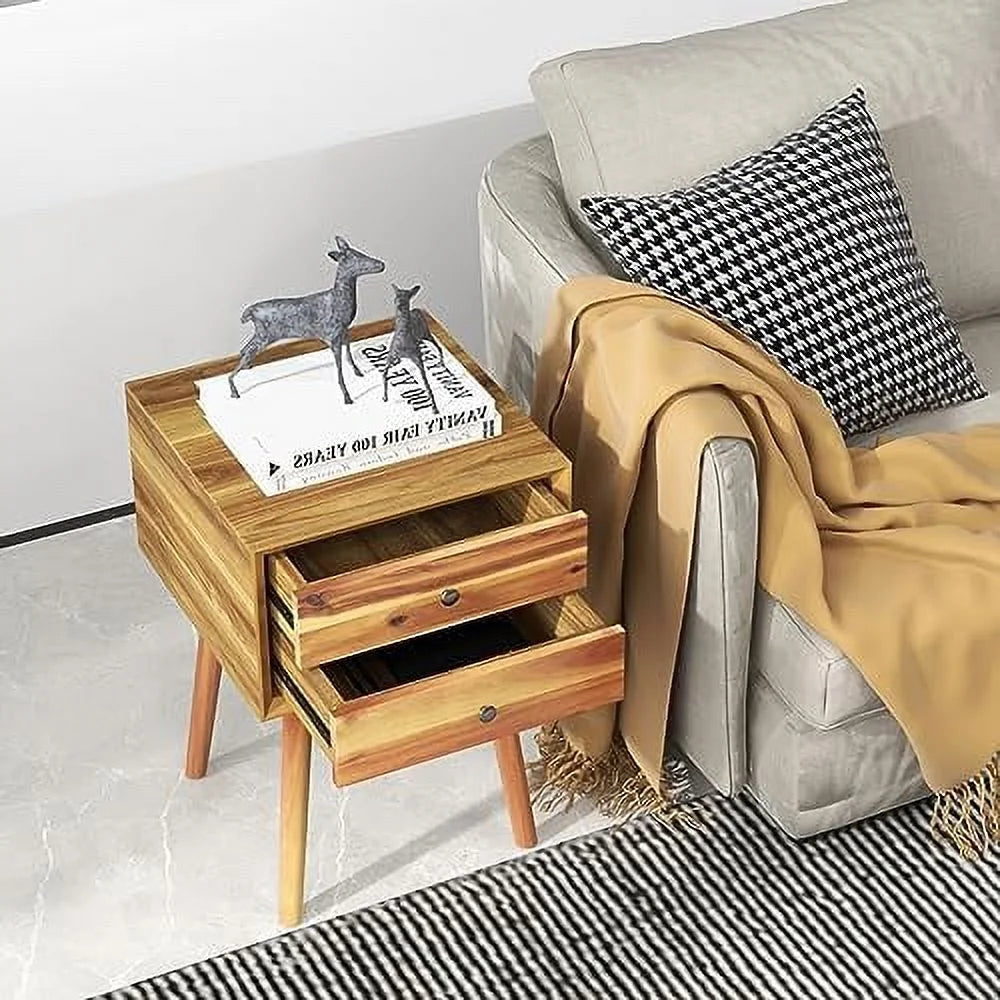 White 2 Drawer Wooden Nightstand C758666