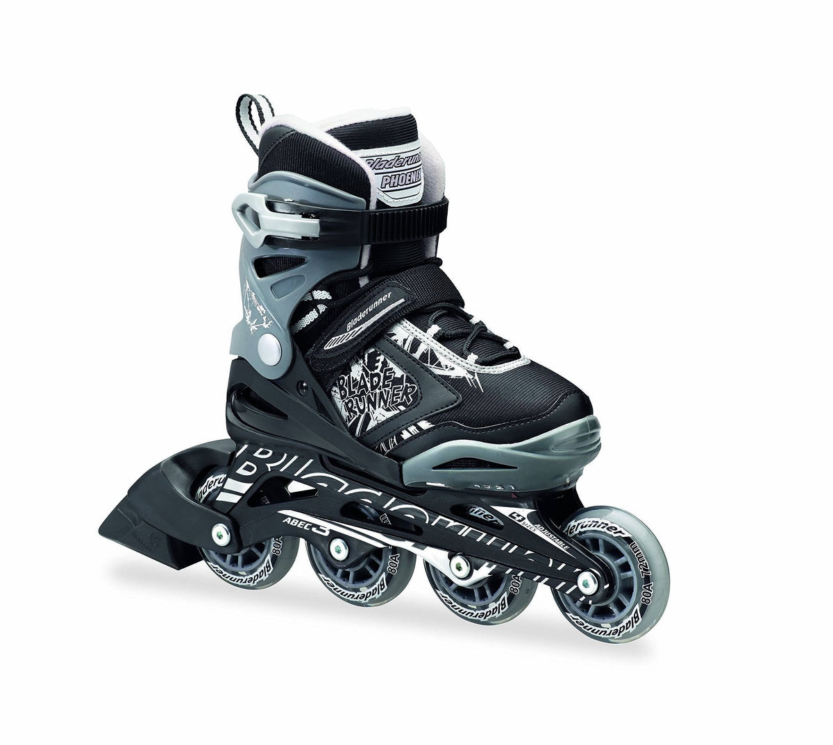 Adjustable Kids Inline Skates Black and Silver S3319