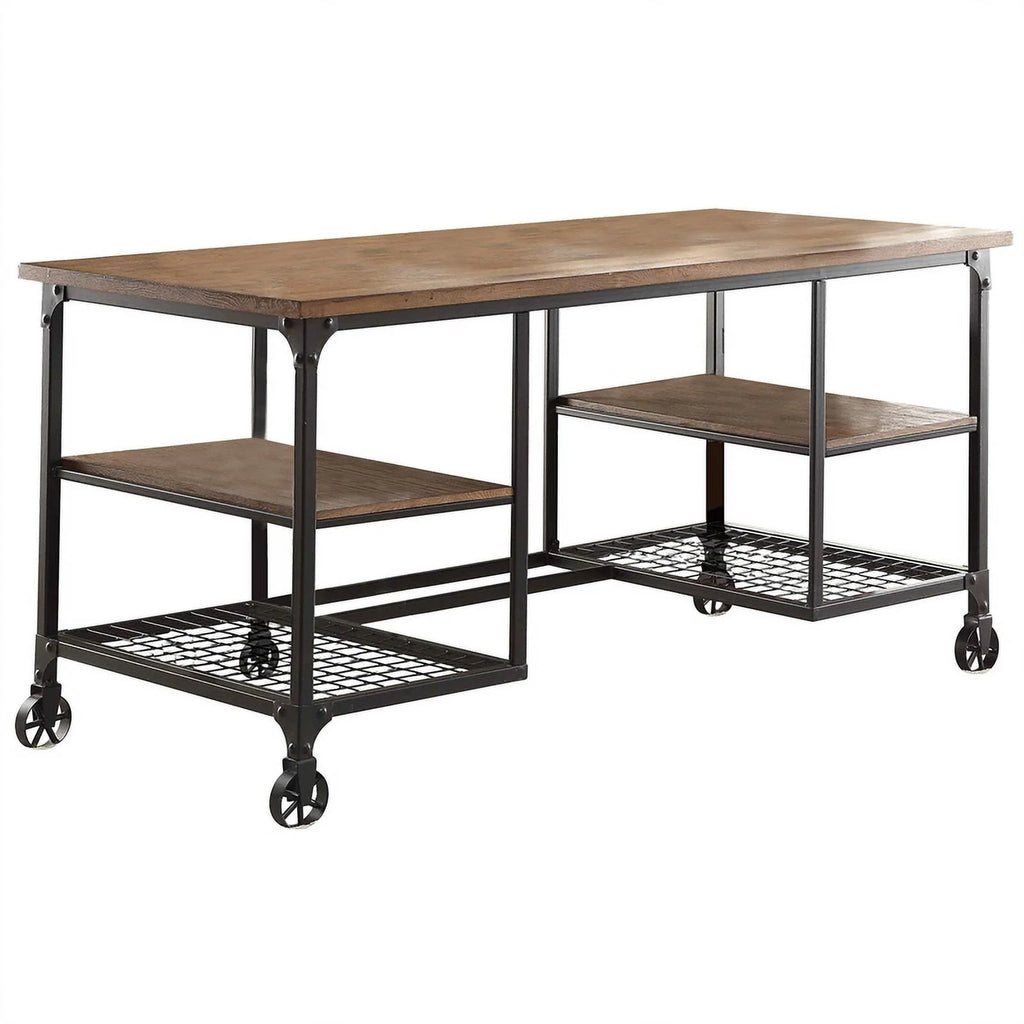 Metal Writing Desk in Pine Z162022