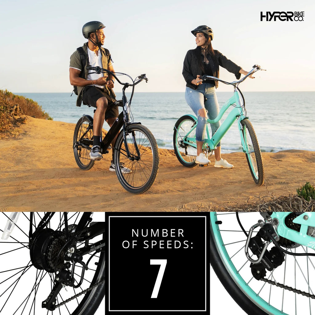 Black 26" 36V Electric Cruiser E-Bike with Pedal-Assist J8894