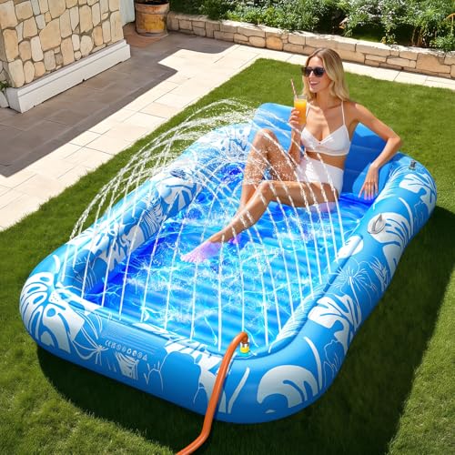 Inflatable Tanning Pool Lounger Float with Sprinkler P6337