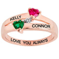 14K Rose Gold over Sterling Birthstone Heart Diamond Accent Ring N6891