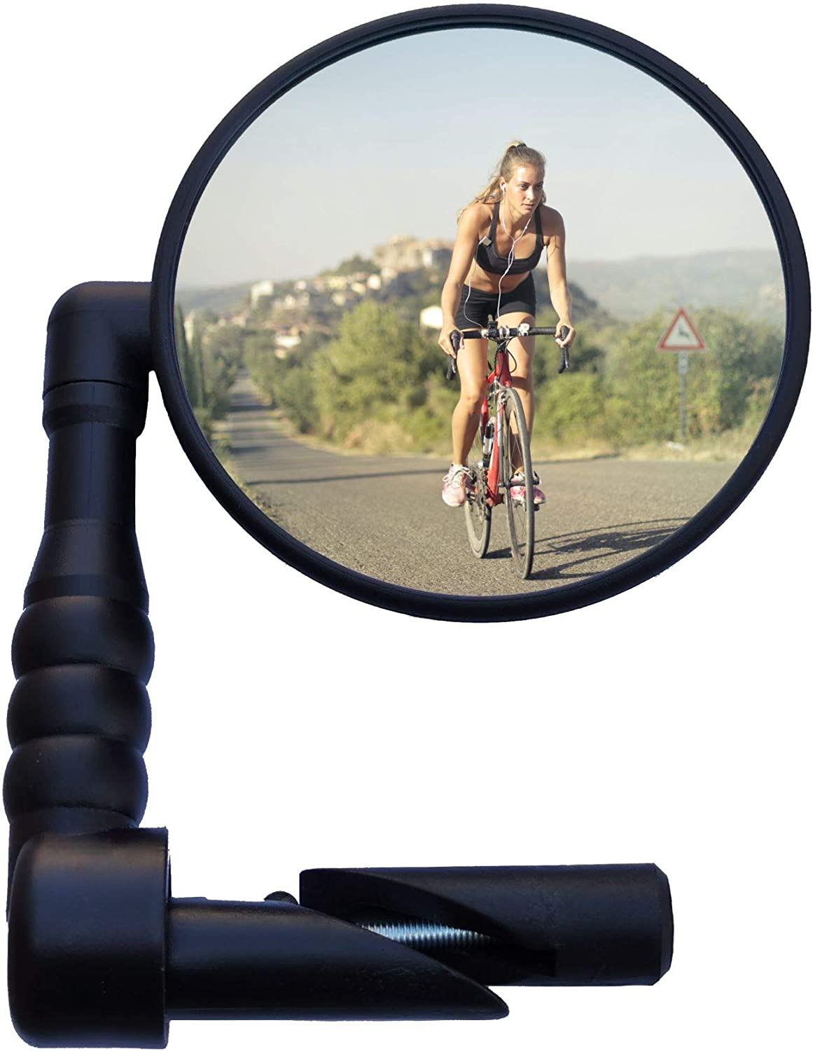 Bike Mirror Rearview, Handlebar Mount Rear View Mirror Wide Angle, Convex Glass, Adjustable Rotation 360° J819