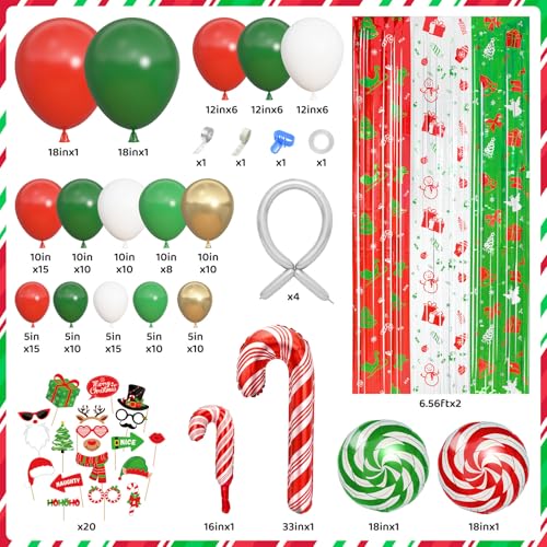 170Pcs Christmas Balloon Garland Arch Kit with Banner and Foil Balloons R970817