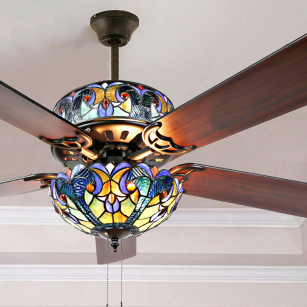 Blue Stained Glass Ceiling Fan Z46797