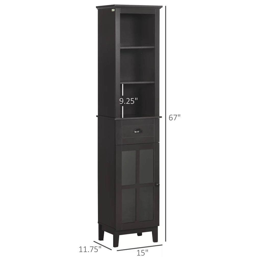 Slim Bathroom Storage Cabinet with Door & Shelves X46331