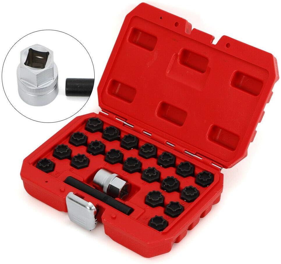 22Pc Wheel Locking Key Lug Nut Removal Set O31119