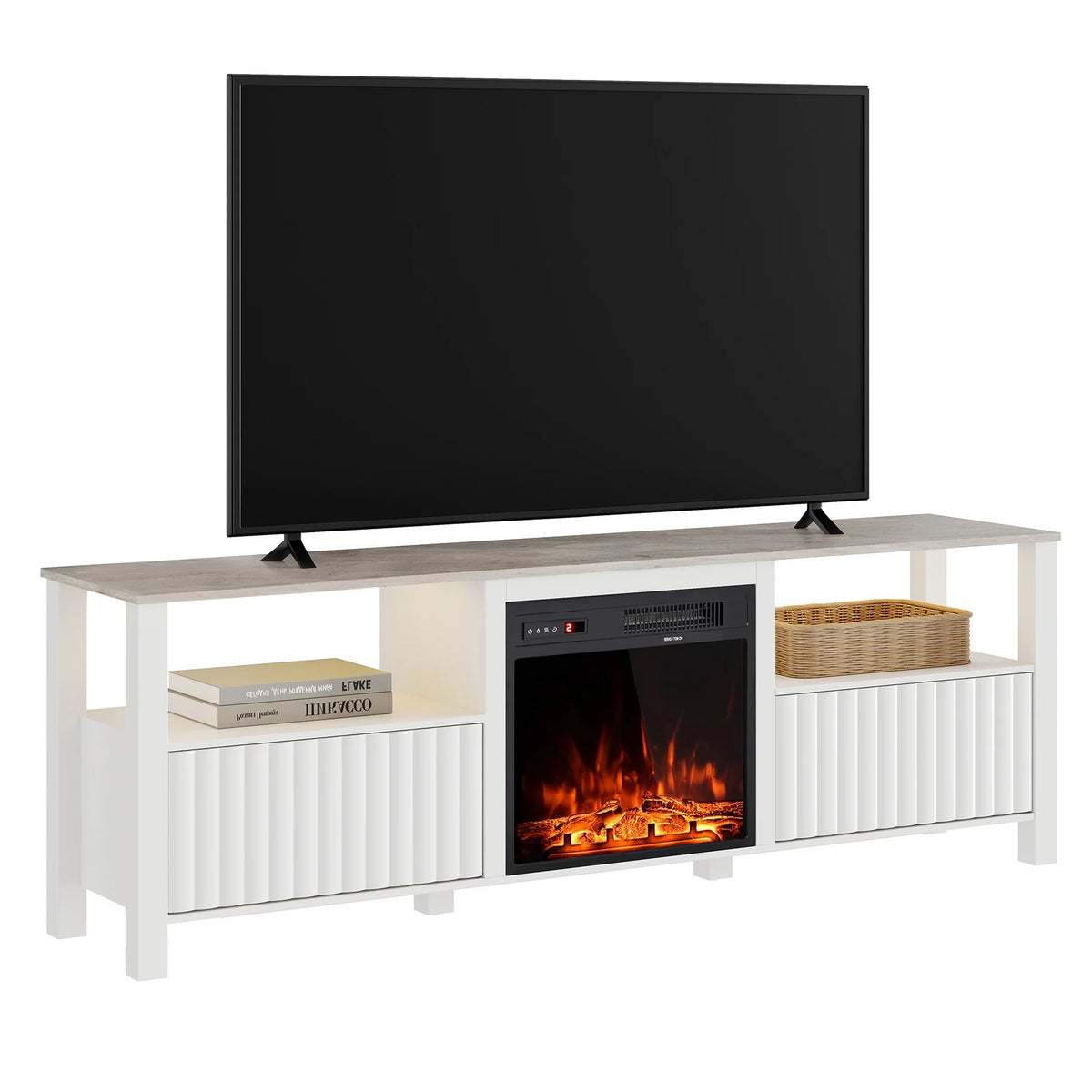 White Fireplace TV Stand up to 80 Inch H44452