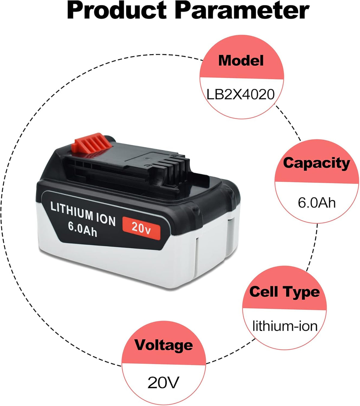 2 Packs 6.0Ah 20V Replacement Battery for Black and Decker 20 Volt Max Cordless Tool Batteries Q49228