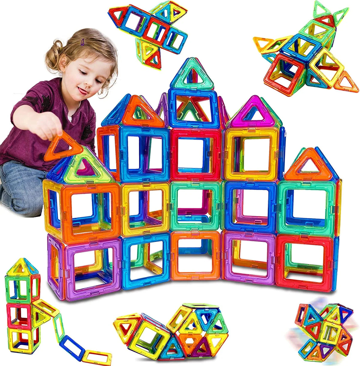 100Pcs Magnetic Building Tiles STEM Toys Starter Set R320201