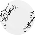 50 Pack 10" Round White Plastic Plates with Black Floral Design X2460