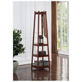 Walnut Finish Wooden Coat Hat Rack with 3 Tier Shelves I5363
