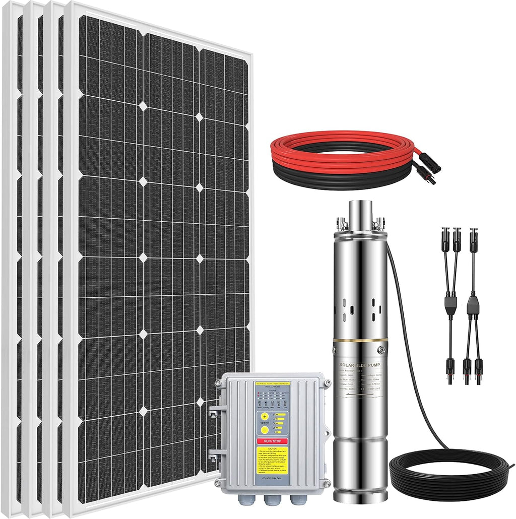24V 400W Submersible Solar Well Pump Kit with 16ft Cable C8105