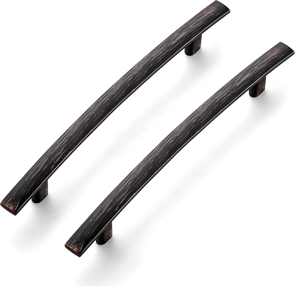Matte Black Curved Cabinet Pulls, 7.25” Length, 5” Hole Center, Pack of 2 A612474