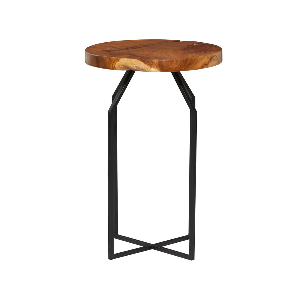16" x 24" Brown Teak Wood Live Edge Accent Table Z4944