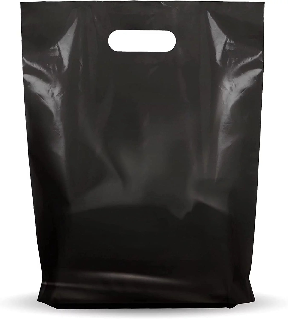 12" x 15" 1.25 mil Black Glossy Plastic Retail Bags 1000 Pack Y649659