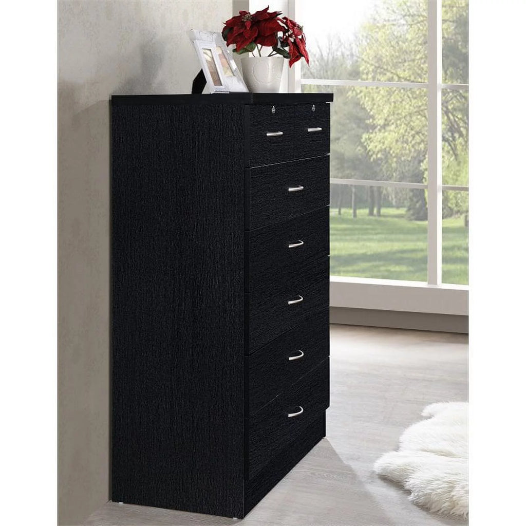 7 Drawer Wood Chest Set with Locks in Black K823142