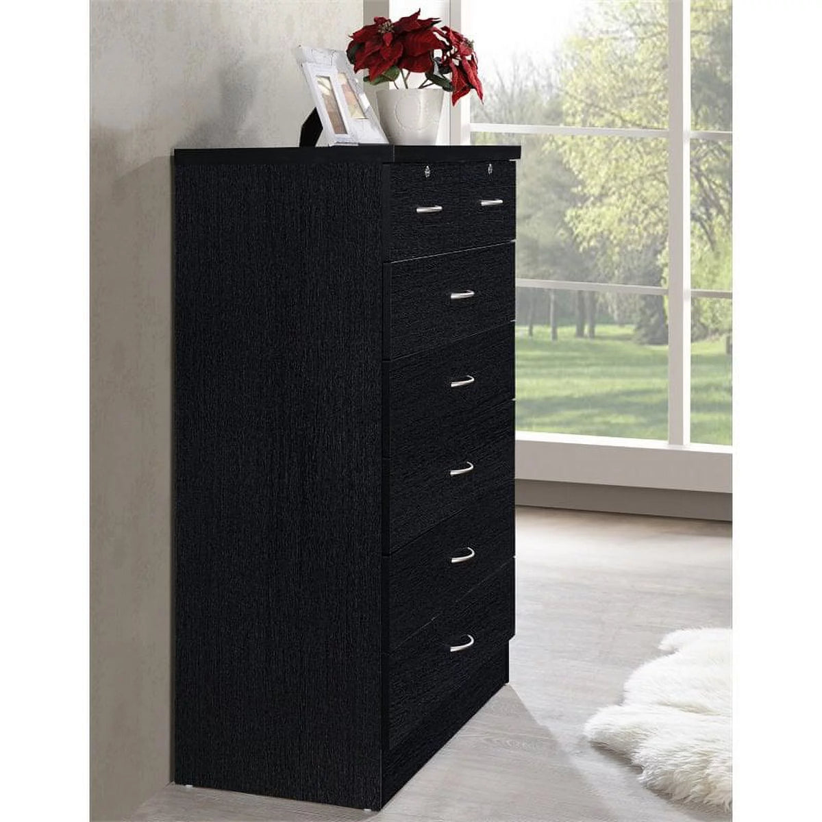 7 Drawer Wood Chest Set with Locks in Black K823142