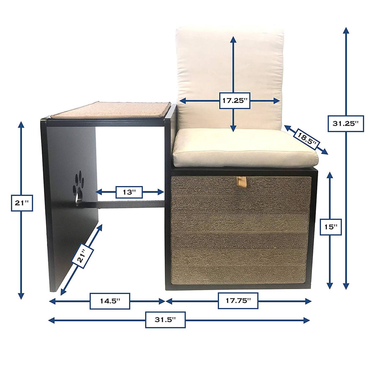 Brown Cat Walk Love Seat with Scratching Posts and Storage A692833